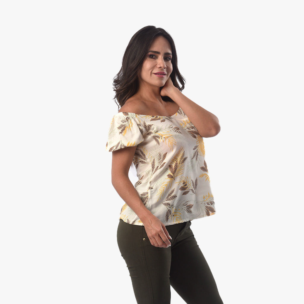 Blusa Ethiopia Challis Manga Corta Mujer
