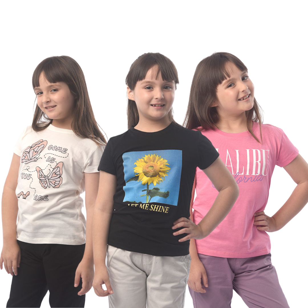 ¡NUEVO! - Pack Sorpresa x 3 Polos Manga Corta Niña