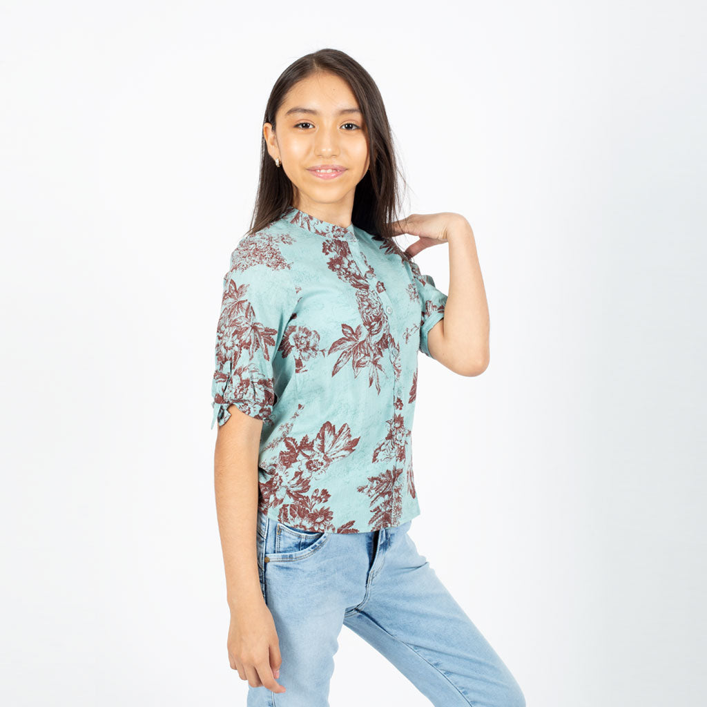 Blusa Essie Lino Manga 3/4 Niña - 2x S/35.00