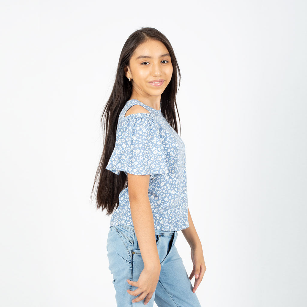 Blusa Essie Lino Manga Corta Niña