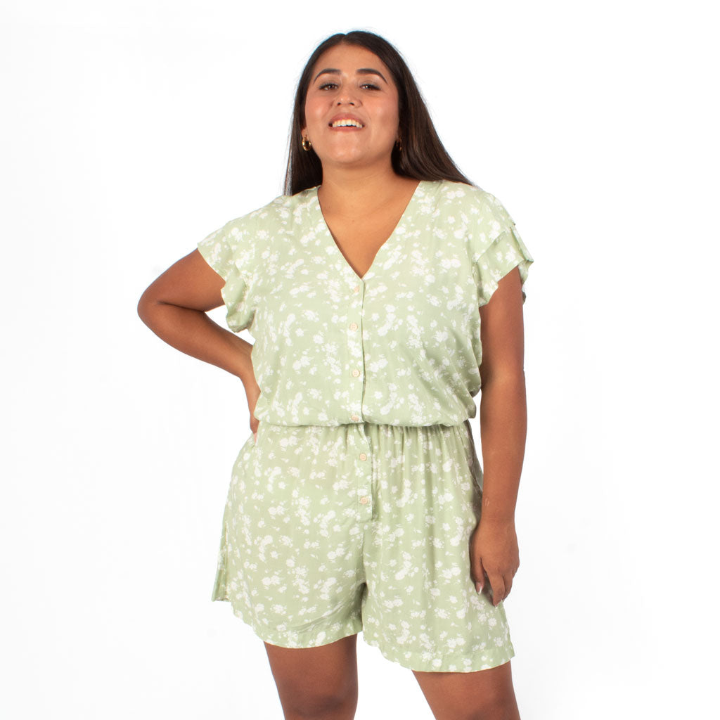 Enterizo Magnolia Challis Estampado Con Escote Mujer
