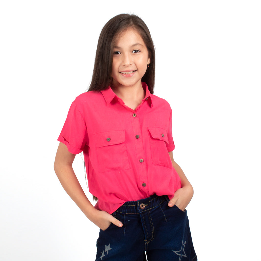 ¡NUEVO! - Blusa Essie Challis Manga Corta Niña - 3x2