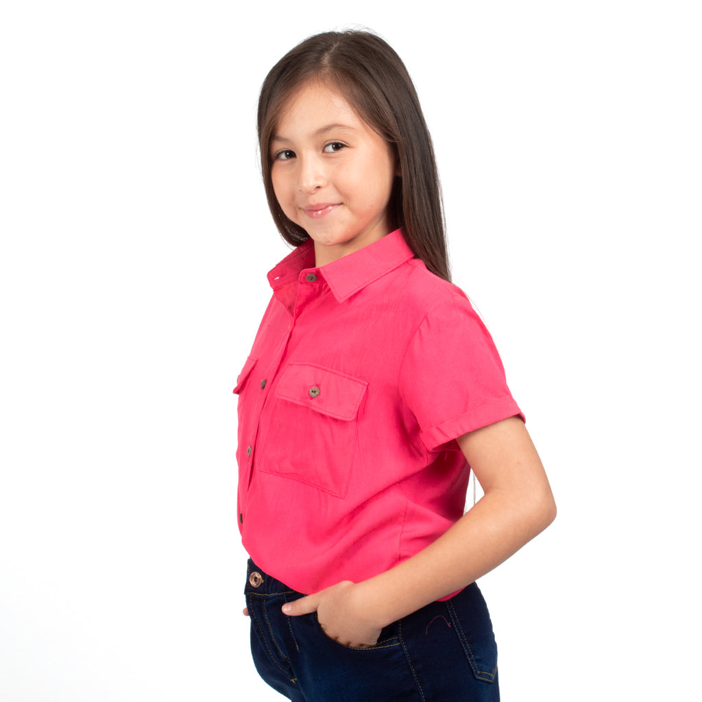 ¡NUEVO! - Blusa Essie Challis Manga Corta Niña - 3x2