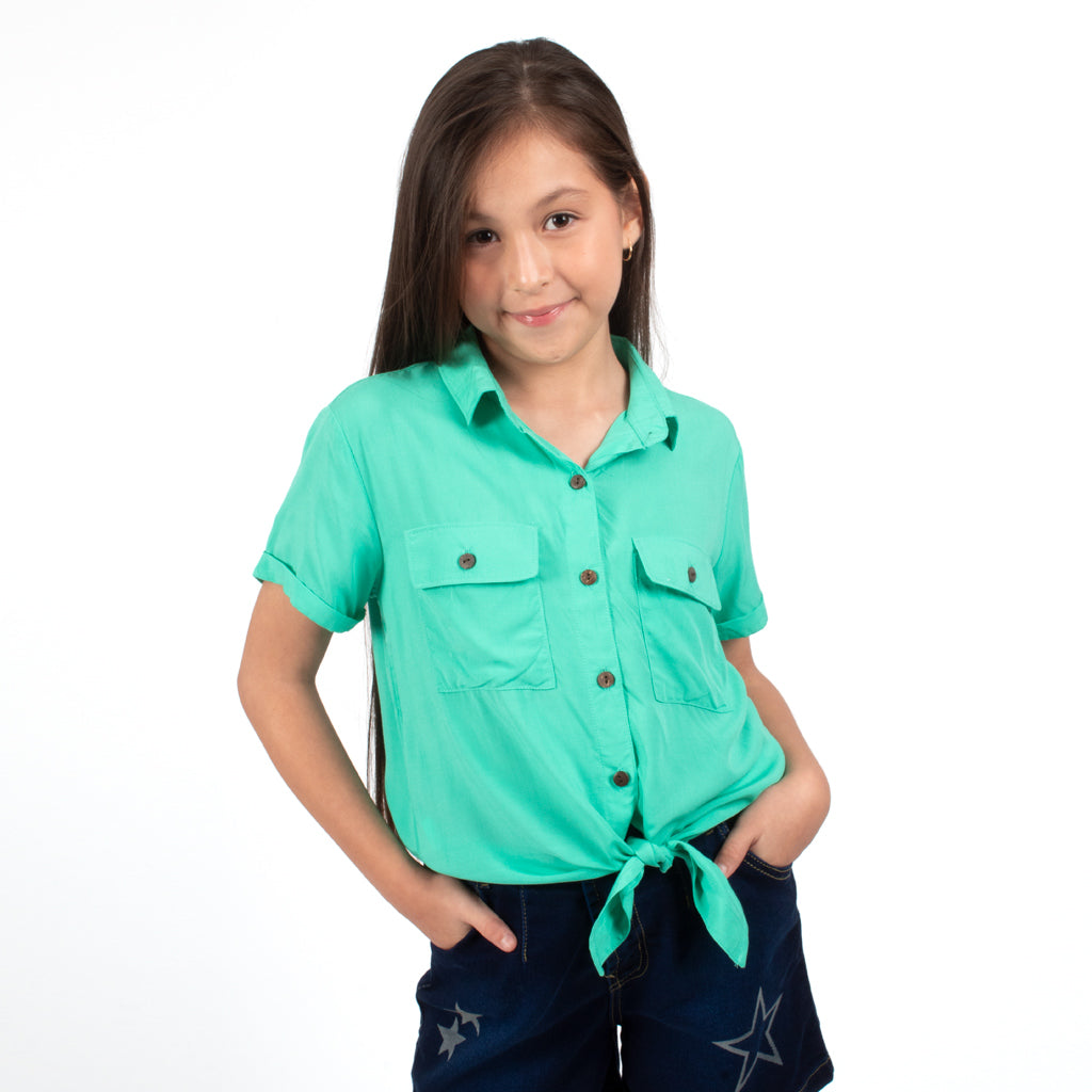 ¡NUEVO! - Blusa Essie Challis Manga Corta Niña - 3x2