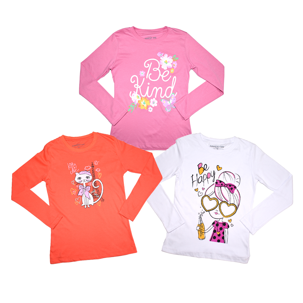 ¡NUEVO! - Pack Sorpresa x 3 Polos Manga Larga Niña - 1 Pack x S/29.90