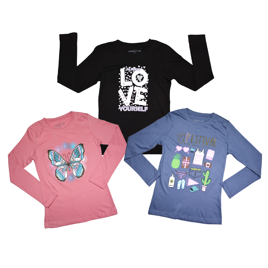 ¡NUEVO! - Pack Sorpresa x 3 Polos Manga Larga Niña - 1 Pack x S/29.90