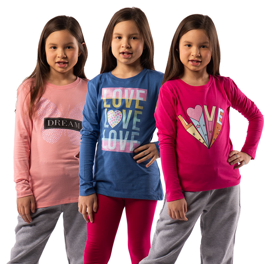 ¡NUEVO! - Pack Sorpresa x 3 Polos Manga Larga Niña - 1 Pack x S/29.90