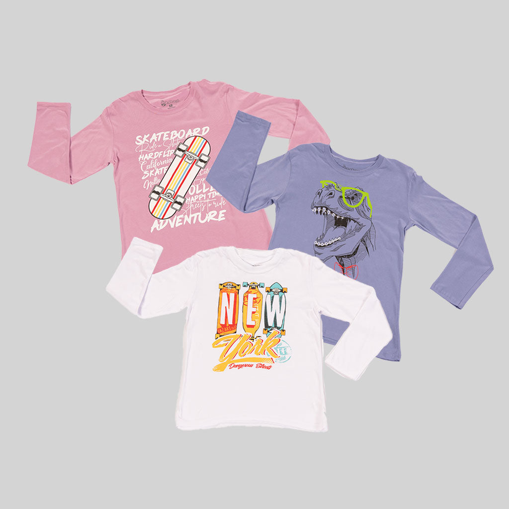 ¡NUEVO! - Pack Sorpresa x 3 Polos Manga Larga Niño - 1 Pack x S/29.90