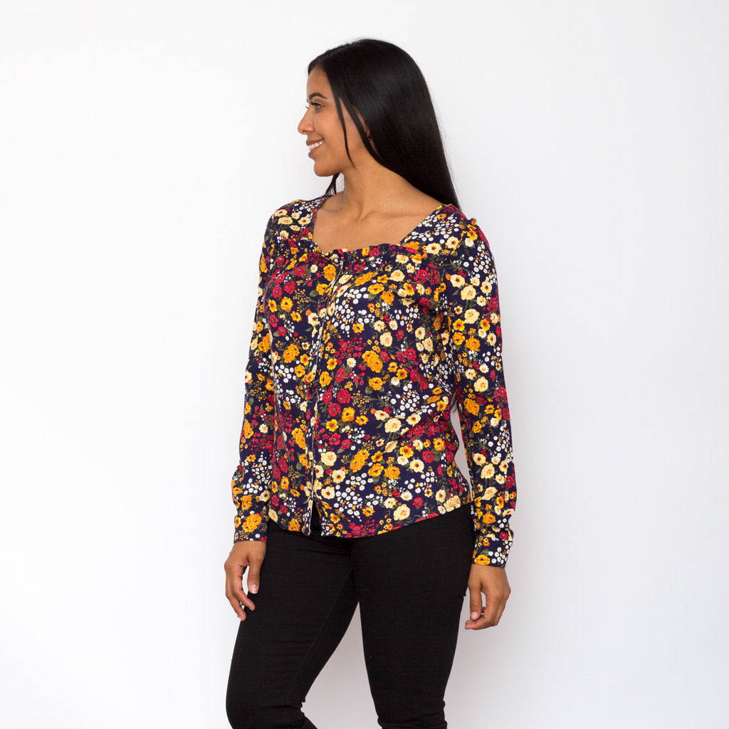 Blusa Ethiopia Floreada Manga Larga Mujer