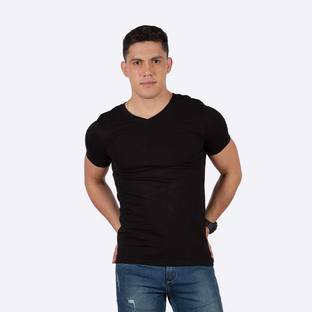 Polo Básico Hilo Negro Algodón Hombre - 2x S/25.00