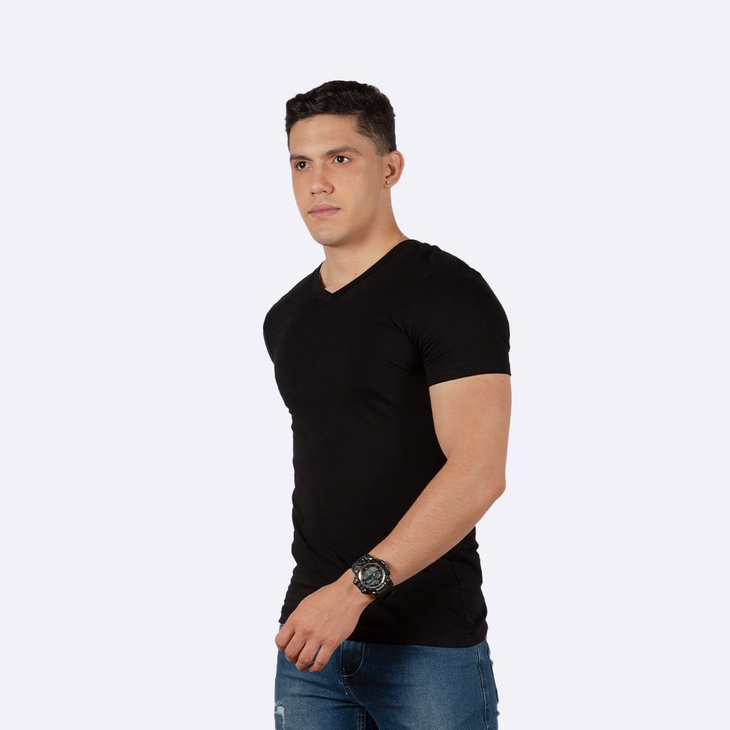 Polo Básico Hilo Negro Algodón Hombre - 2x S/25.00