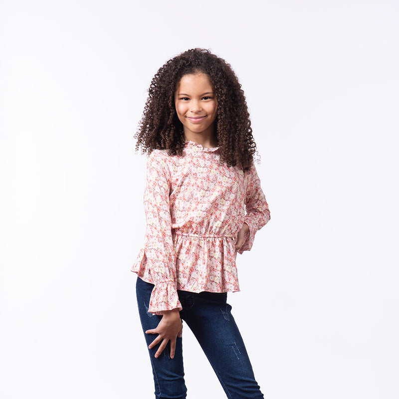 Blusa Essie Manga Larga Niña - 2x S/35.00