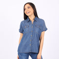 Blusa Ethiopia Denim Manga Corta Mujer