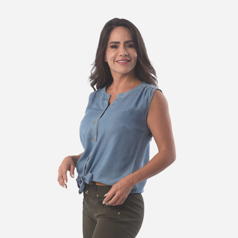 ¡NUEVO! - Blusa Ethiopia Tencel Manga Cero Mujer