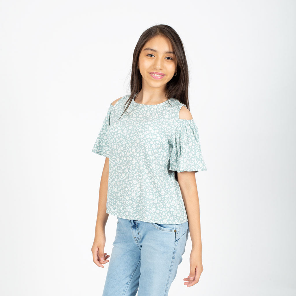 Blusa Essie Lino Manga Corta Niña - 2x S/35.00